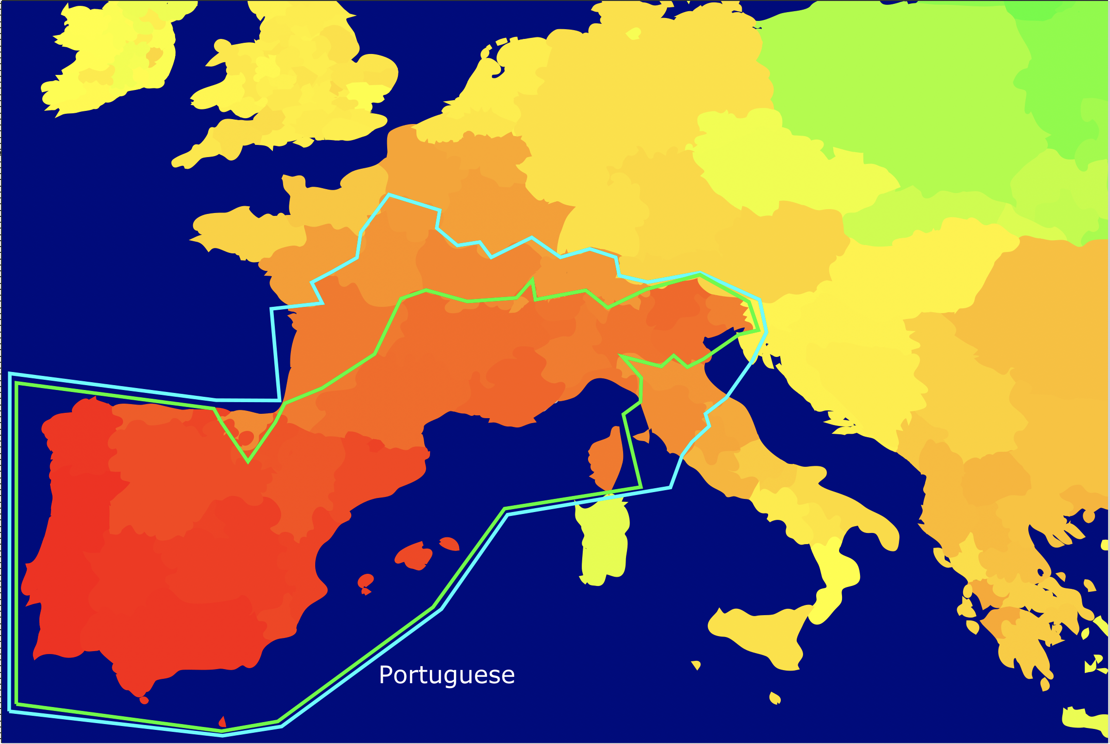 Portuguese genetic distance map